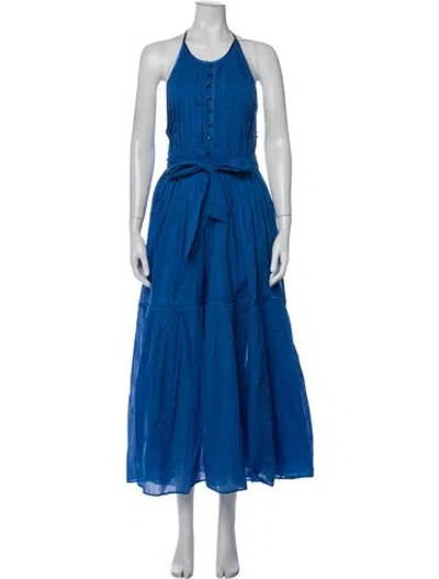 Pre-owned Loretta Caponi Halterneck Long Dress In Blue