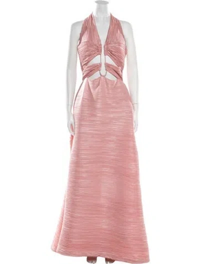 Pre-owned Loretta Caponi Halterneck Long Dress In Pink