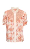 Loretta Caponi Iole Embroidered Cotton Top