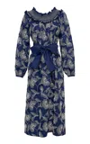 Loretta Caponi Loretta Embroidered Cotton Midi Dress