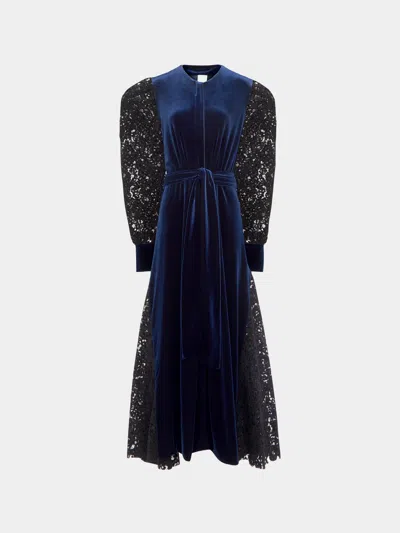 Loretta Caponi Melissa Velvet Long Dress Size: Xs In Blue