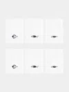 Loretta Caponi Mendini Fish Hand-embroidered Linen Cocktail Napkins (set Of 6)  Abask Gift Set