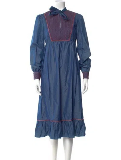 Pre-owned Loretta Caponi Midi Length Dress In Blue