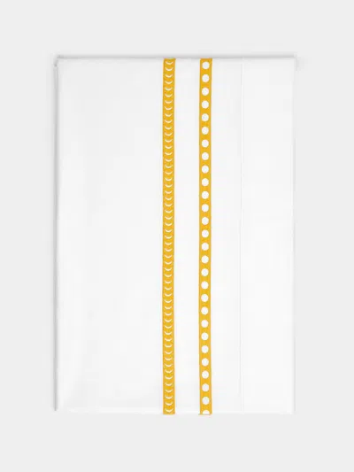 Loretta Caponi Moon Hand-embroidered Cotton King-size Top Sheet  Abask Luxury Gift In White