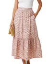 Loretta Caponi Nuvola High-waisted Long Skirt In Pergola Rose In Multi