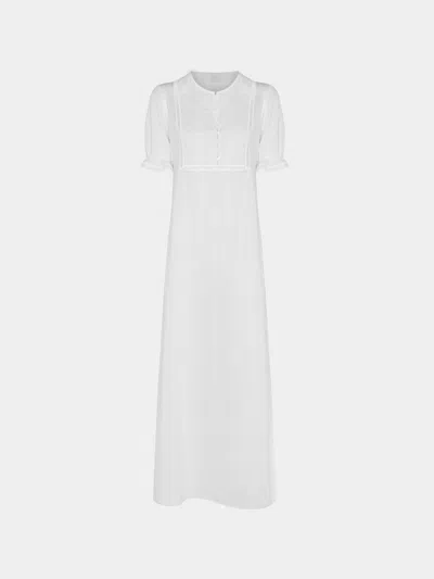Loretta Caponi Olga Embroidered Cotton Dress Size: S  Abask Luxury Gift In White