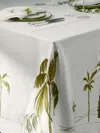Loretta Caponi Palm Tree Hand-embroidered Linen Rectangular Tablecloth  Abask Luxury Gift