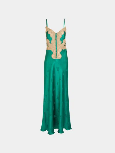 Loretta Caponi Palmira Silk Dress Size: M In Green