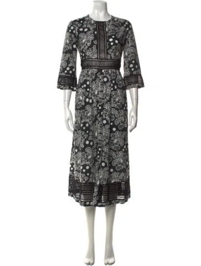 Pre-owned Loretta Caponi Patterned Midi Length Dress In Multicolor