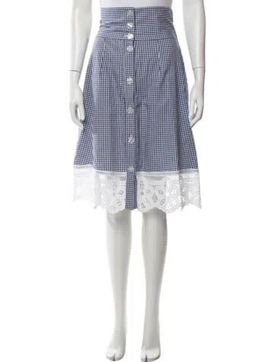 Pre-owned Loretta Caponi Plaid Print Midi Length Skirt In Blue