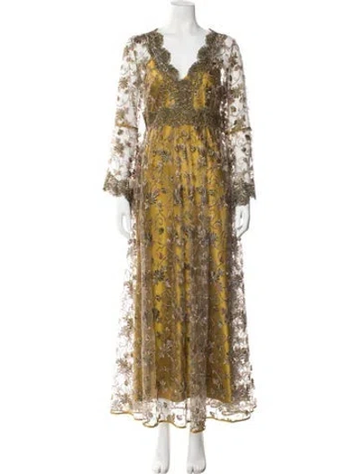 Pre-owned Loretta Caponi Printed Long Dress W/ Tags