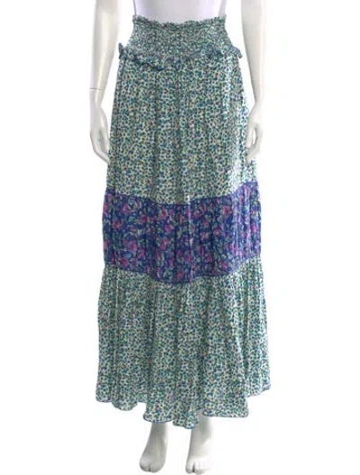 Pre-owned Loretta Caponi Printed Long Skirt In Green