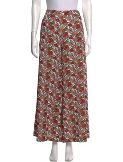 Pre-owned Loretta Caponi Printed Wide Leg Pants In Multi