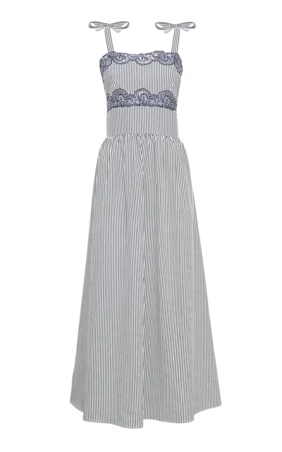 Loretta Caponi Sabina Pinstripe Cotton Dress