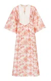 Loretta Caponi Sassetta Embroidered Cotton Dress