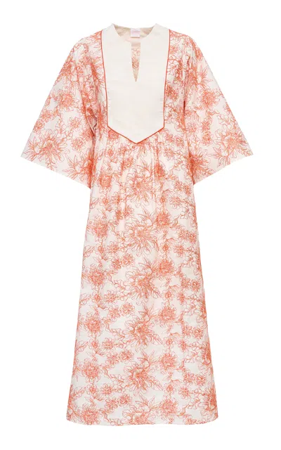 Loretta Caponi Sassetta Embroidered Cotton Dress