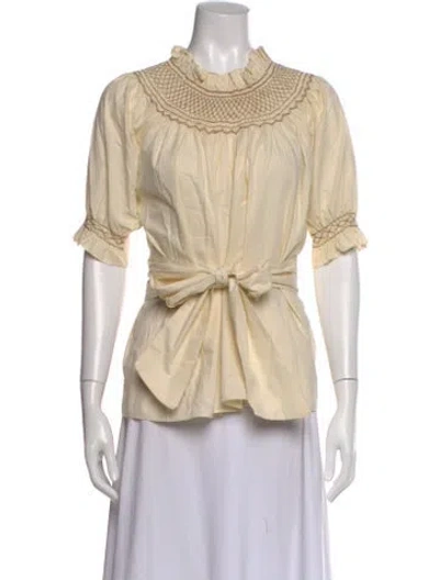 Pre-owned Loretta Caponi Short Sleeve Blouse In Neutral