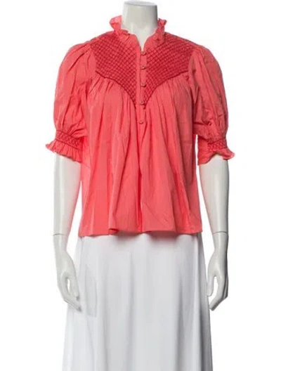 Pre-owned Loretta Caponi Short Sleeve Blouse In Pink