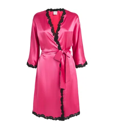 Loretta Caponi Silk Corbezzollo Short Robe In Pink