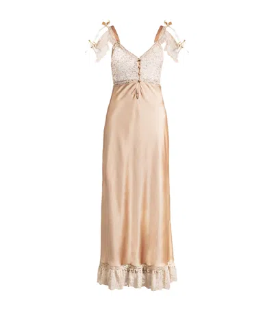 Loretta Caponi Silk Lace Carmela Nightdress In Pink