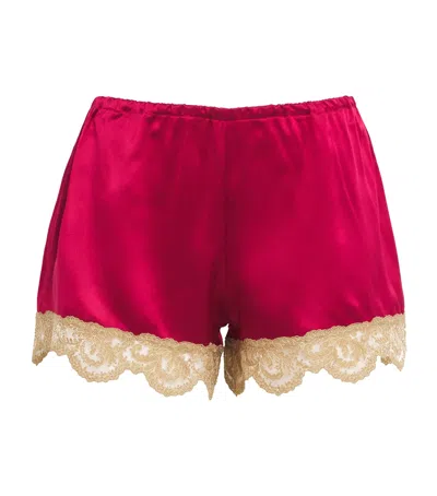 Loretta Caponi Silk Lace Celine Shorts In Pink
