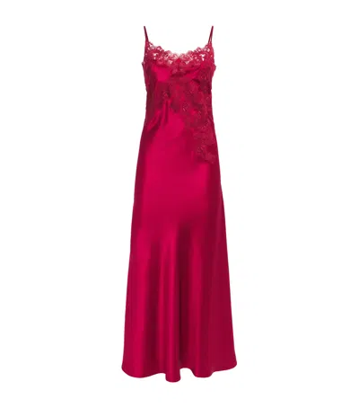 Loretta Caponi Silk Lace Grimilde Nightdress In Pink