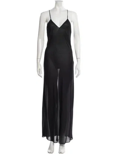 Pre-owned Loretta Caponi Silk Long Dress In Blue