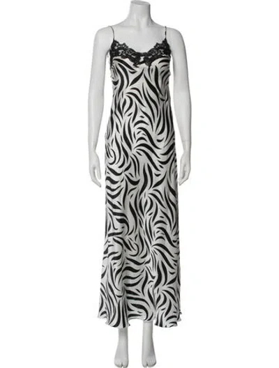 Pre-owned Loretta Caponi Silk Long Dress In White