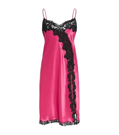 Loretta Caponi Silk Nausica Short Nightdress In Pink