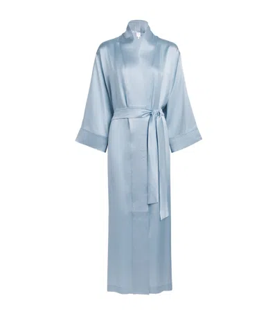 Loretta Caponi Silk Nicla Robe In Blue