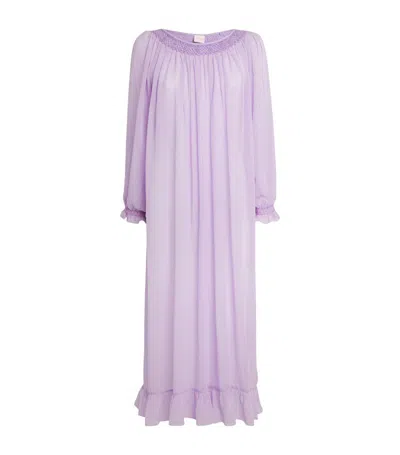 Loretta Caponi Silk Severa Nightdress In Purple
