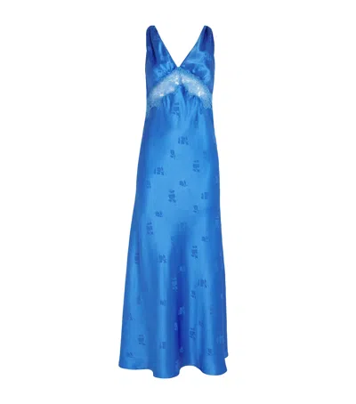 Loretta Caponi Silk Thea Nightdress In Blue