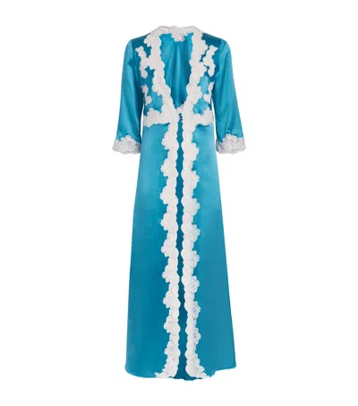 Loretta Caponi Silk Viva Robe In Blue