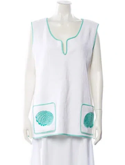 Pre-owned Loretta Caponi Square Neckline Mini Dress In White