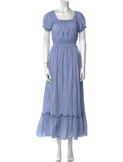 Pre-owned Loretta Caponi Striped Long Dress In Blue