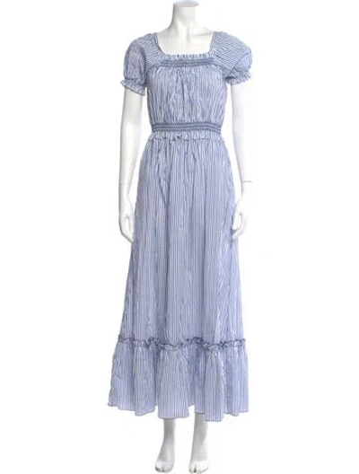 Pre-owned Loretta Caponi Striped Long Dress In Blue