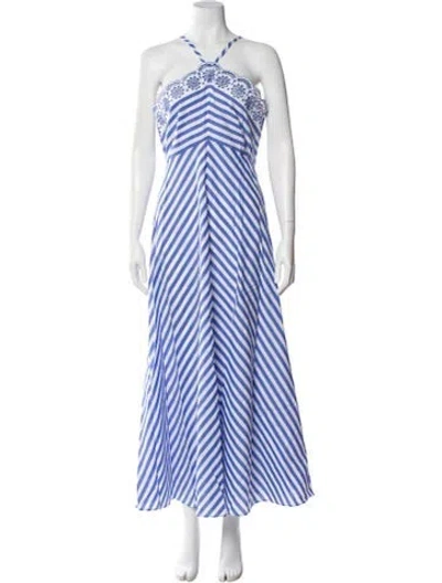 Pre-owned Loretta Caponi Striped Long Dress In Blue