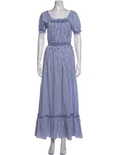 Pre-owned Loretta Caponi Striped Long Dress In Blue