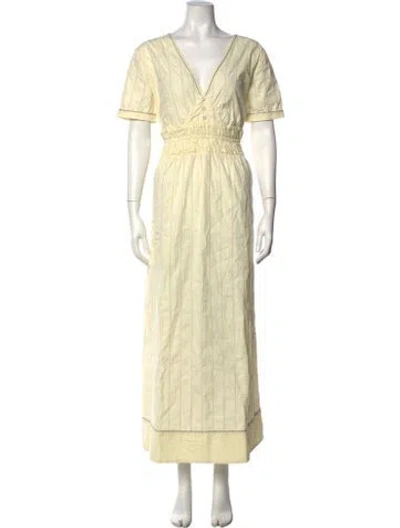 Pre-owned Loretta Caponi Striped Long Dress In Neutrals