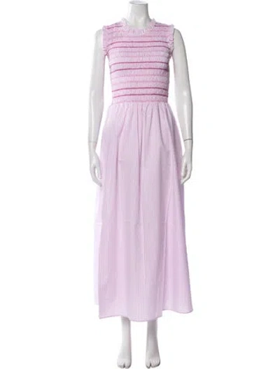 Pre-owned Loretta Caponi Striped Long Dress In Pink