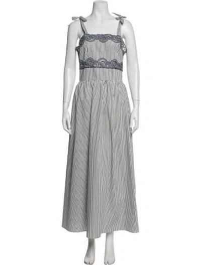 Pre-owned Loretta Caponi Striped Long Dress W/ Tags In Multi