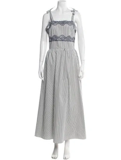 Pre-owned Loretta Caponi Striped Long Dress W/ Tags In Multi