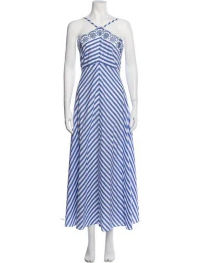 Pre-owned Loretta Caponi Striped Long Dress W/ Tags In Multicolor