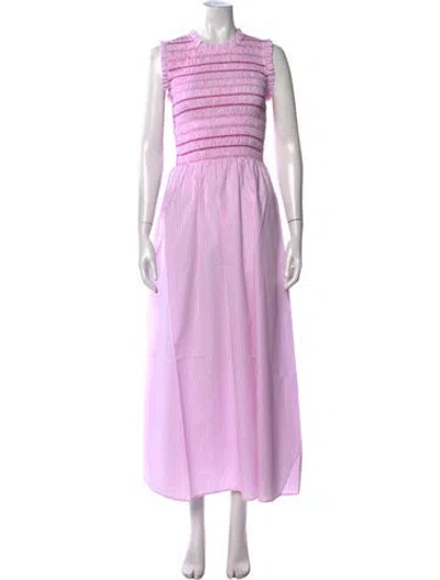 Pre-owned Loretta Caponi Striped Long Dress W/ Tags In Pink