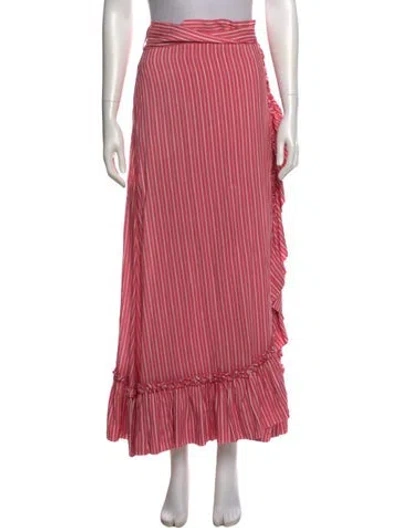 Pre-owned Loretta Caponi Striped Midi Length Skirt In Pink