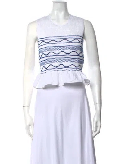 Pre-owned Loretta Caponi Striped V-neck Top In White