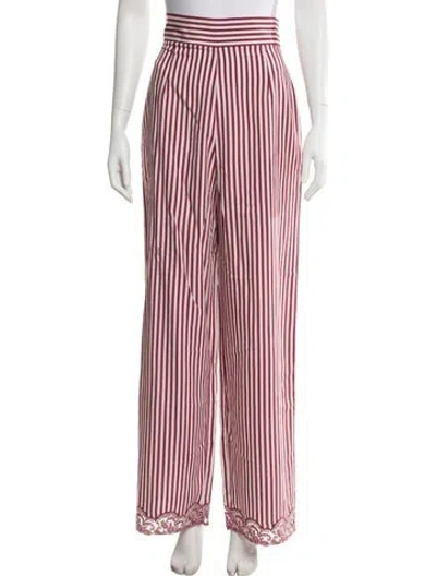 Pre-owned Loretta Caponi Striped Wide Leg Pants W/ Tags In Burgundy