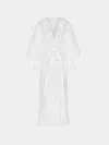 Loretta Caponi Ursula Embroidered Cotton Dress Size: S  Abask Luxury Gift In  White