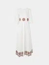 Loretta Caponi Uva Embroidered Cotton Long Dress Size: Xs