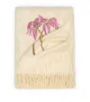 Loretta Caponi Virgin Wool Pink Palm Throw In Neutral